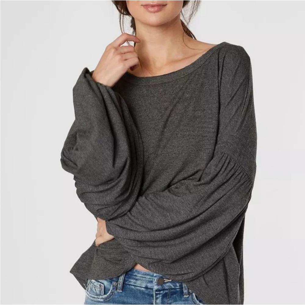 BKE Women's Oversized Dolman Gray Long Sleeve Top Size XS